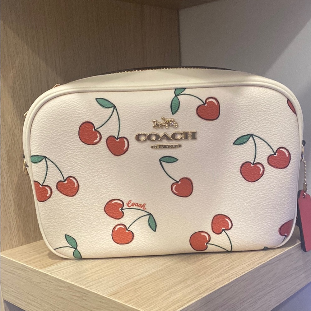 Coach Cream and Red Crossbody Bag Cherry Print